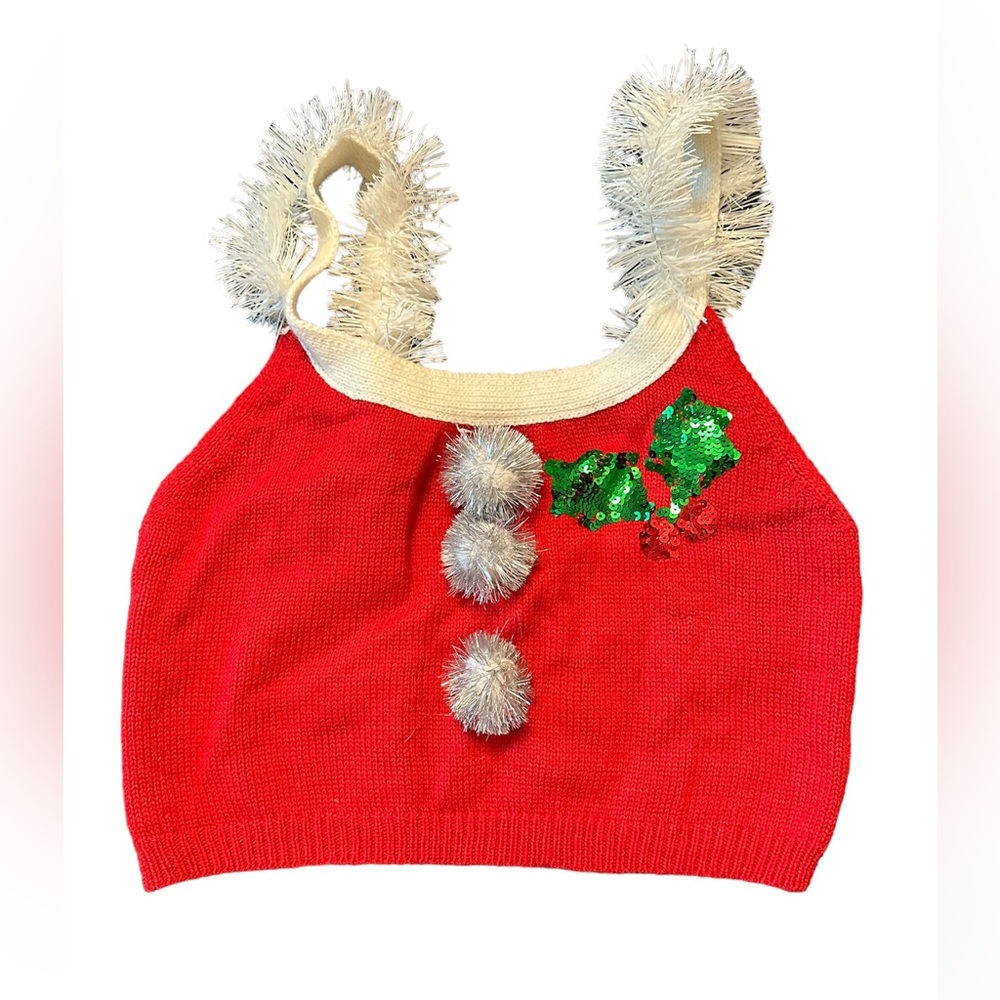 Christmas Tinsel Cropped Party Sweater Tank  NWT